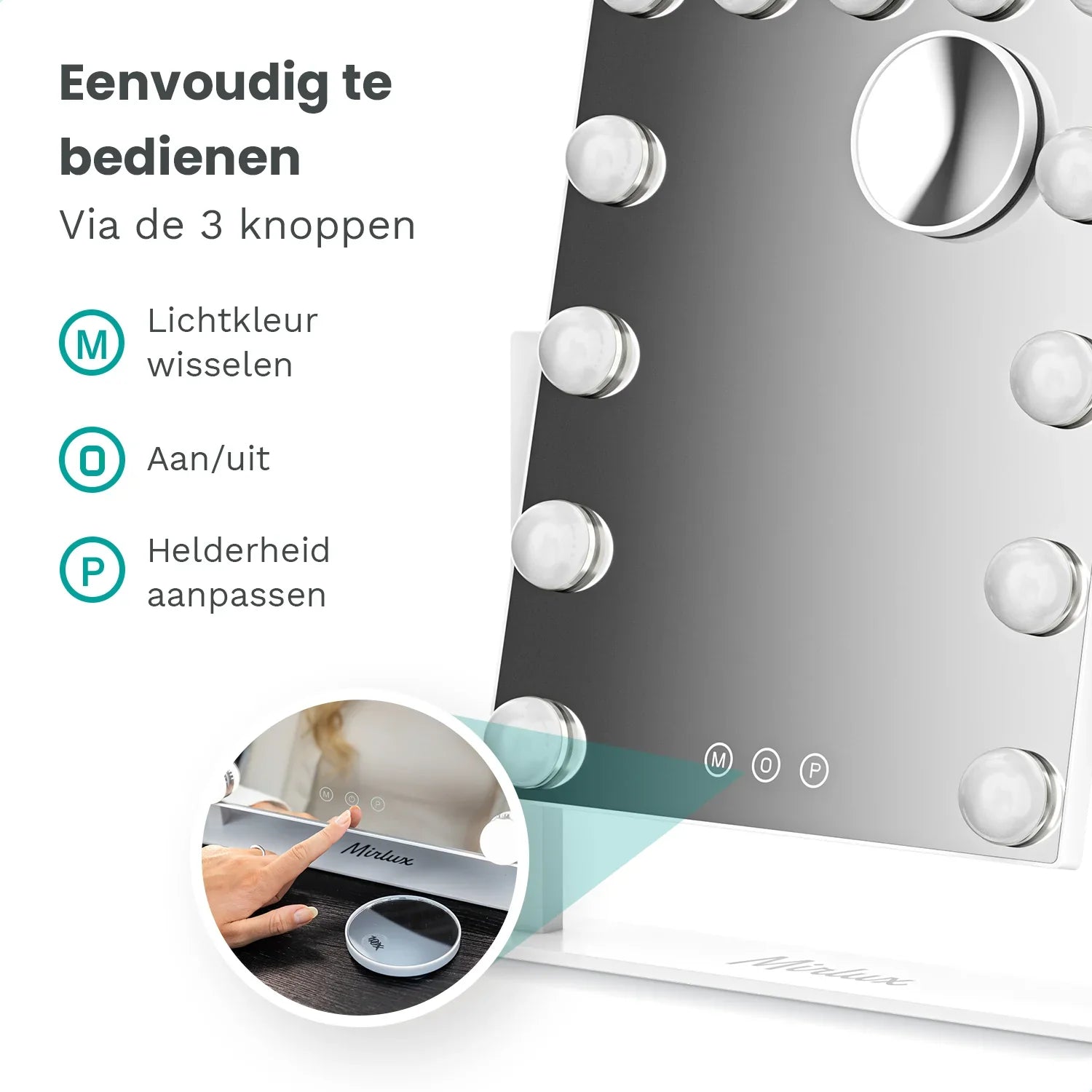 Hollywood Spegel - 44x30cm - Vit