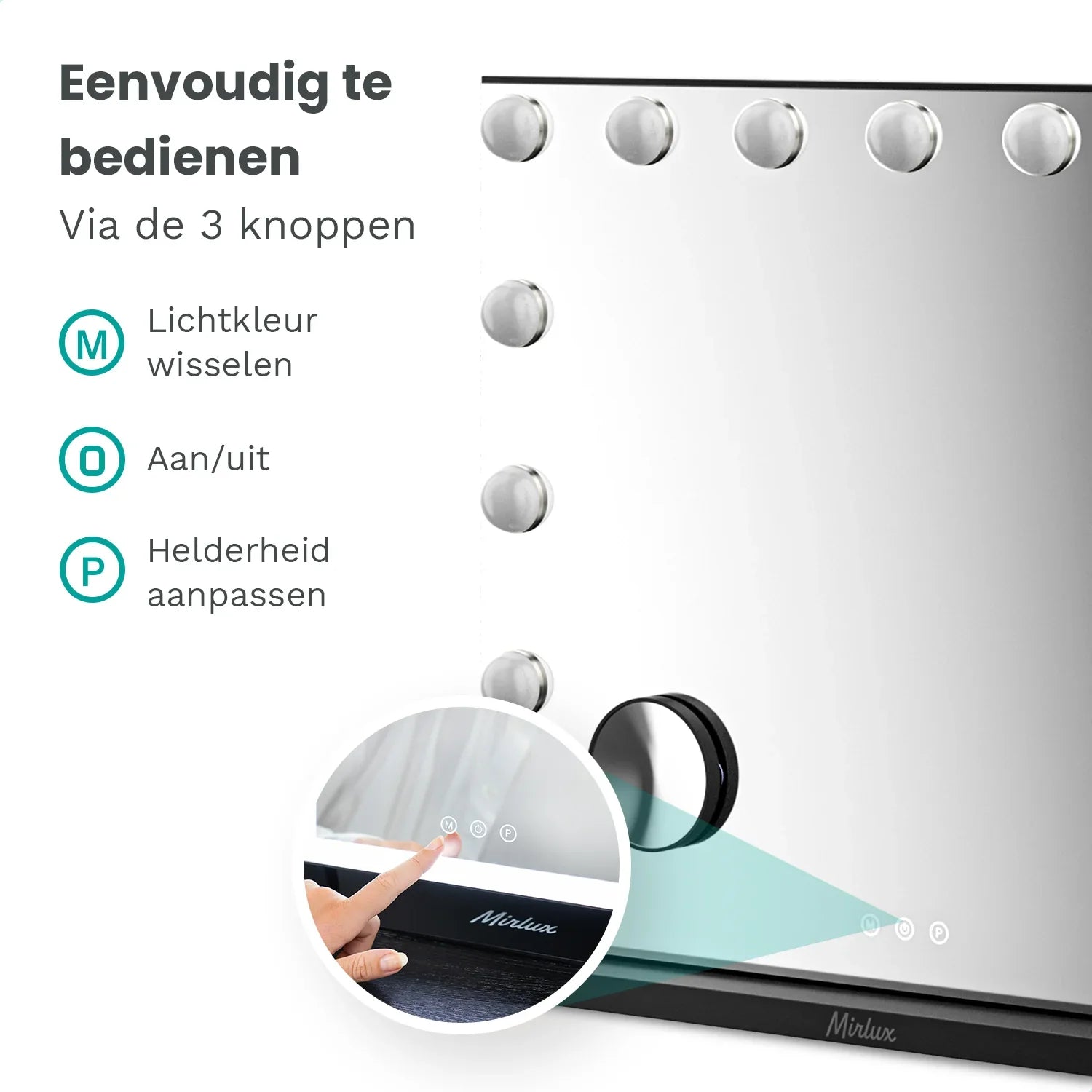 Hollywood Spiegel - Bluetooth Speakers - 58x48cm - Zwart