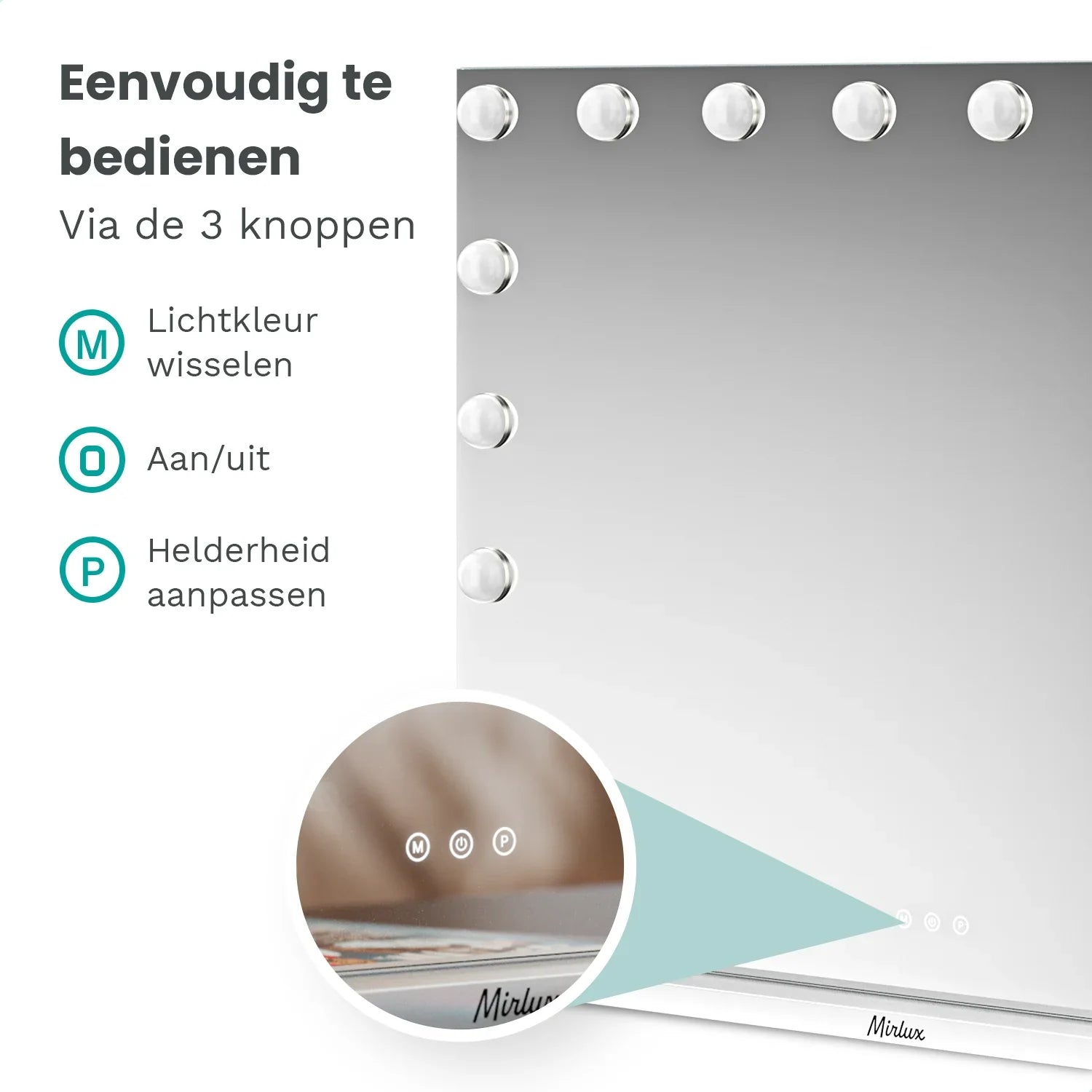 Hollywood Spiegel - Bluetooth Speakers - 58x48cm - Wit