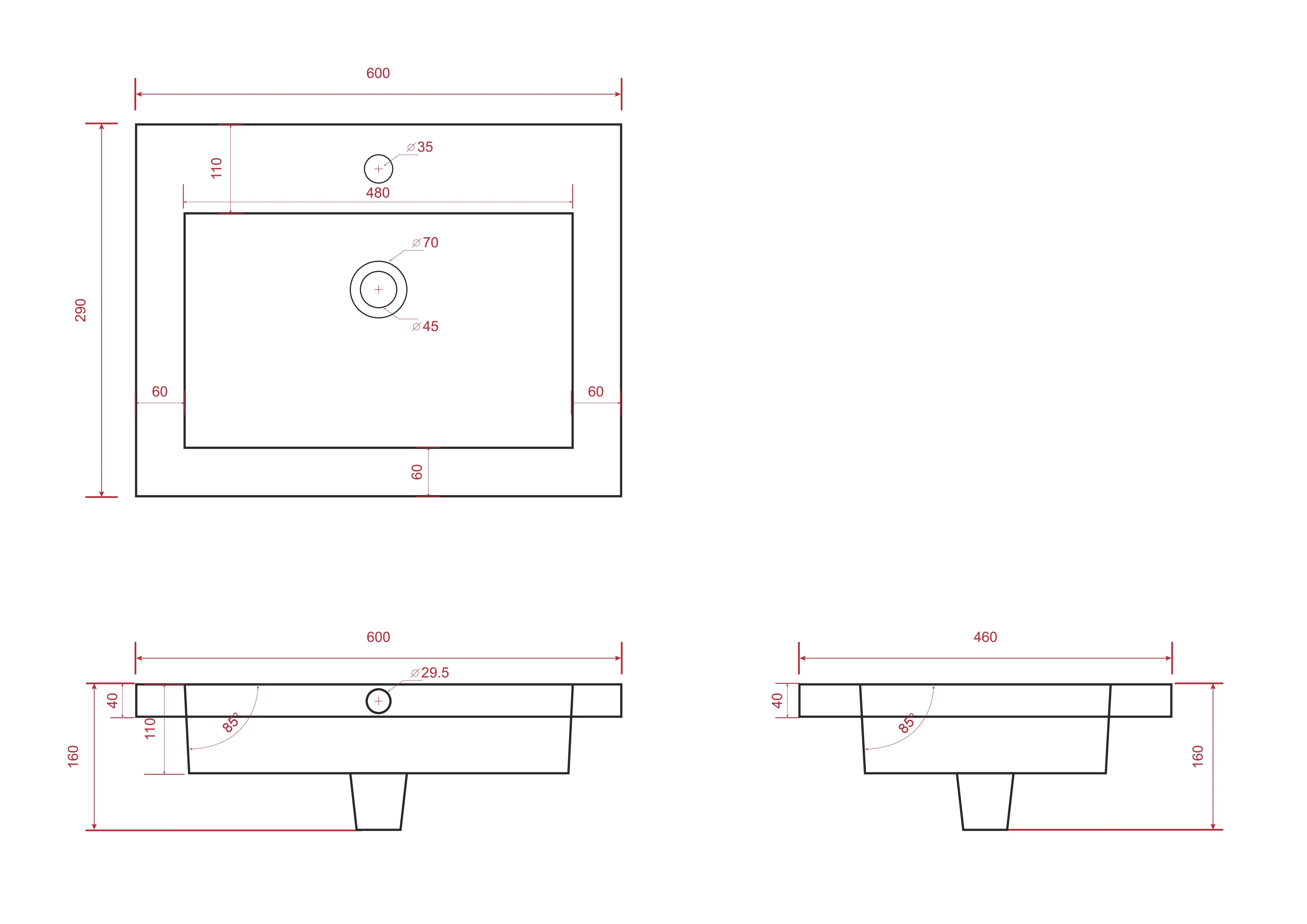 Badkamermeubel Karo - 60cm - Wit - Wastafel Wit