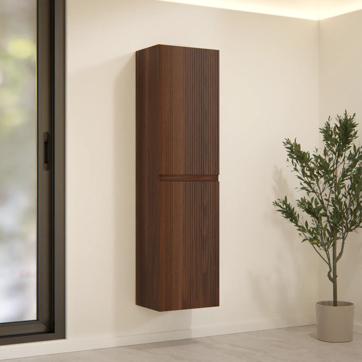 Badrumsmöbel Ruvo - 150 cm - valnötsbrun med ribb