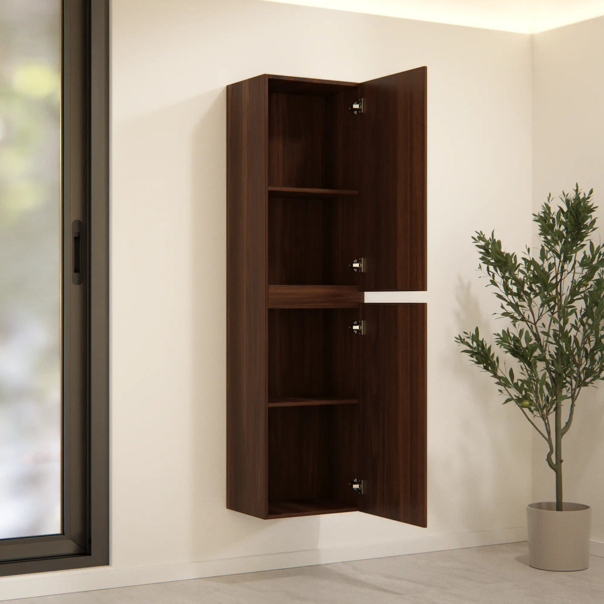 Badrumsmöbel Ruvo - 150 cm - valnötsbrun med ribb
