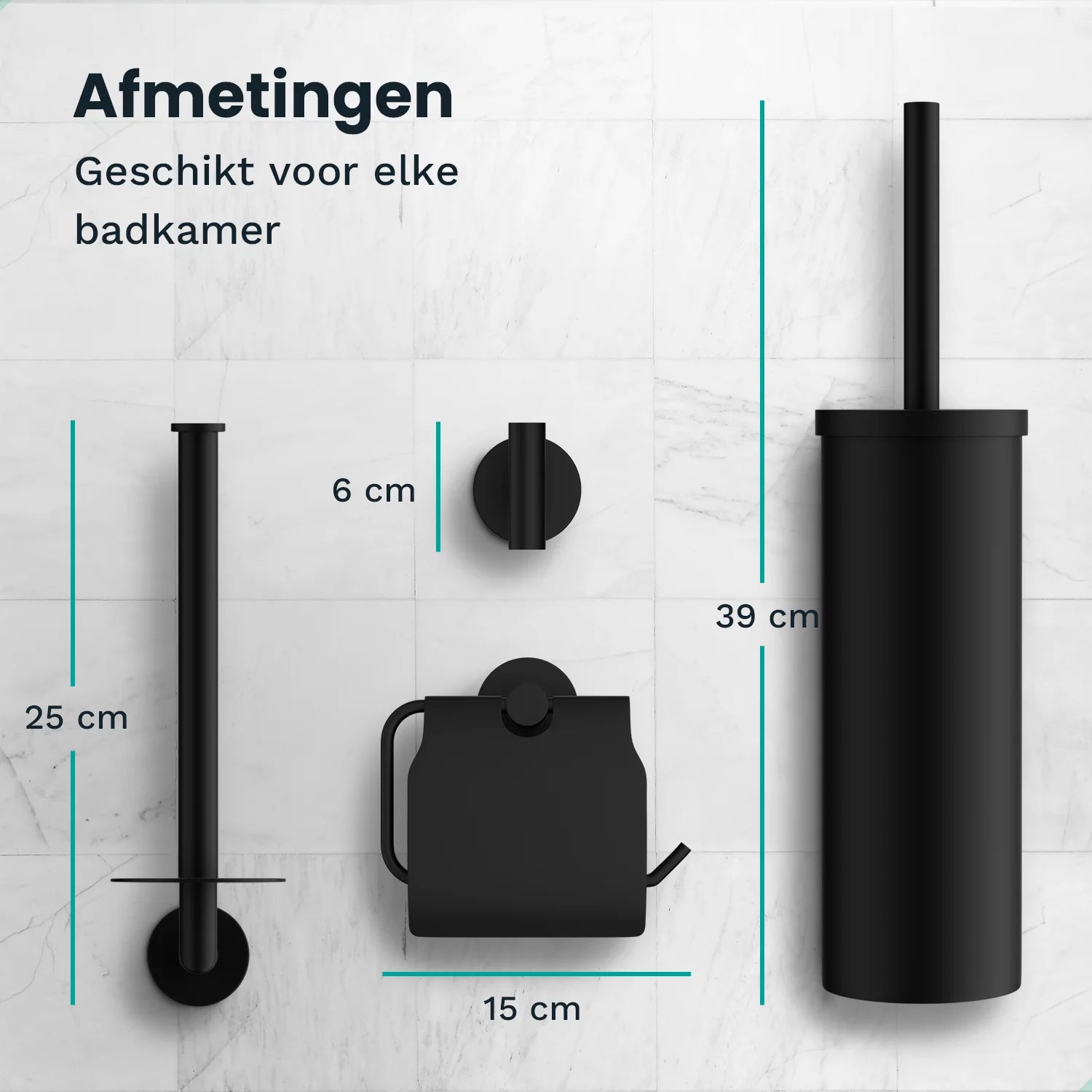Badkameraccessoireset - WC - Zwart