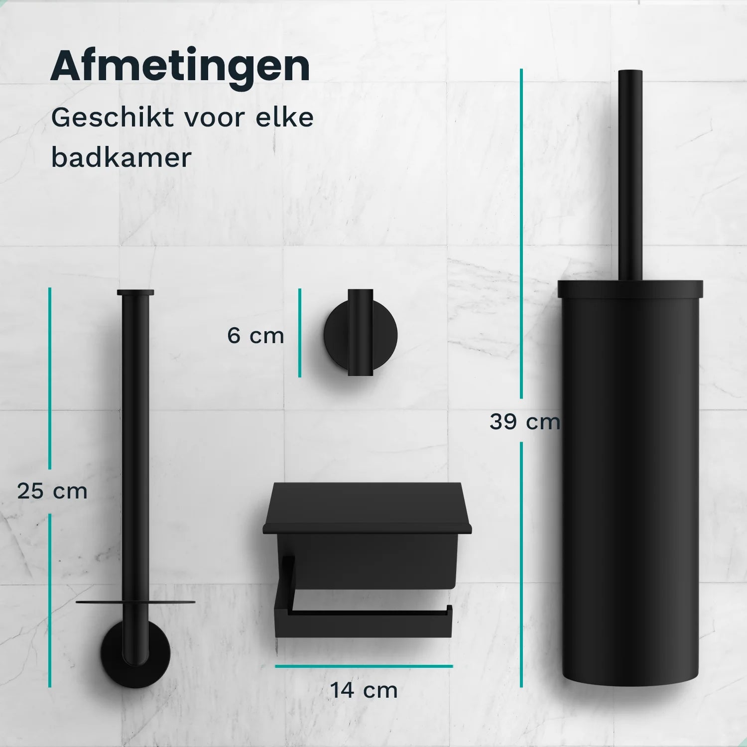 Badrumstillbehörsset - Toalett - Svart - Förbeställ