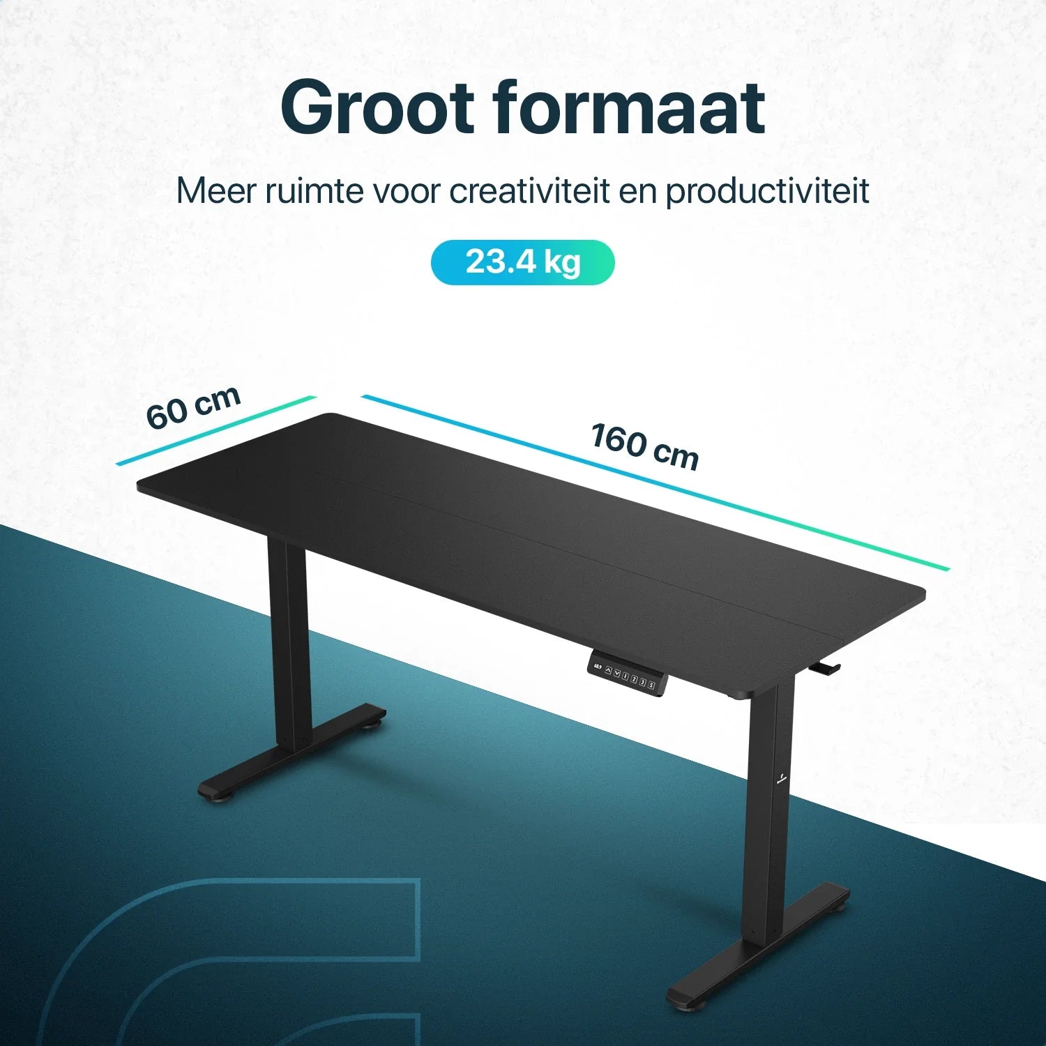 Flowsense Zit Sta Bureau - Verstelbaar Elektrisch Bureau - 160 x 60 cm