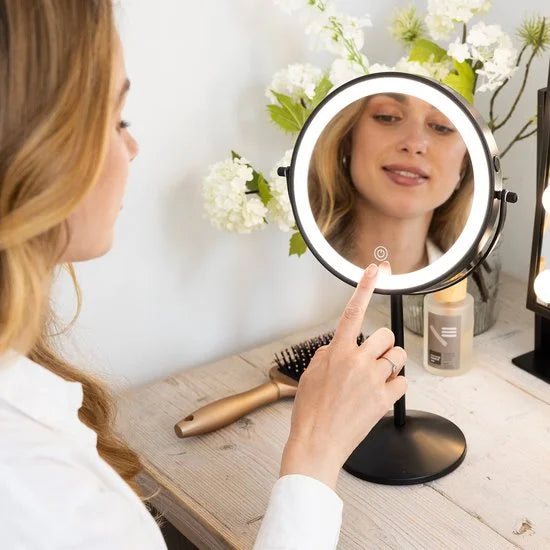 Make-Up Spiegel - Uppladdningsbar - Svart - 1-10x Förstoring