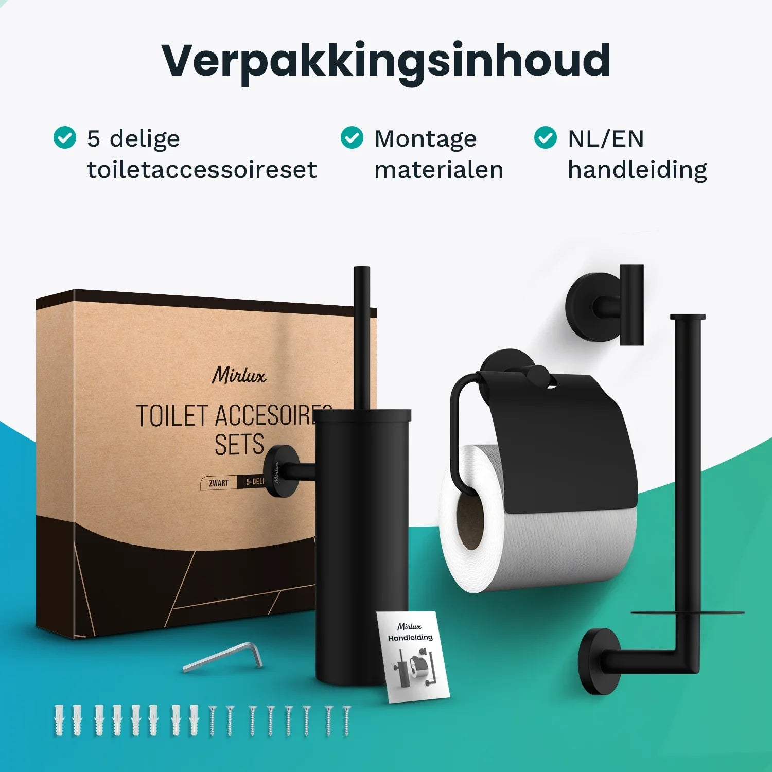 Badkameraccessoireset - WC - Zwart