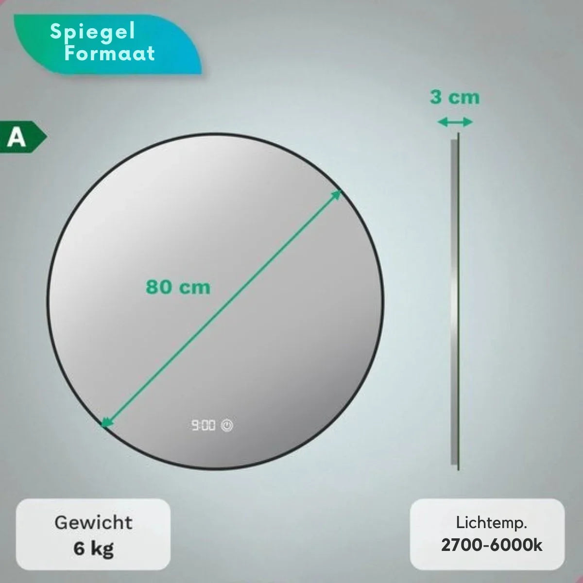 Badrumsspegel - 80cm - Svart Ram - Förbeställa