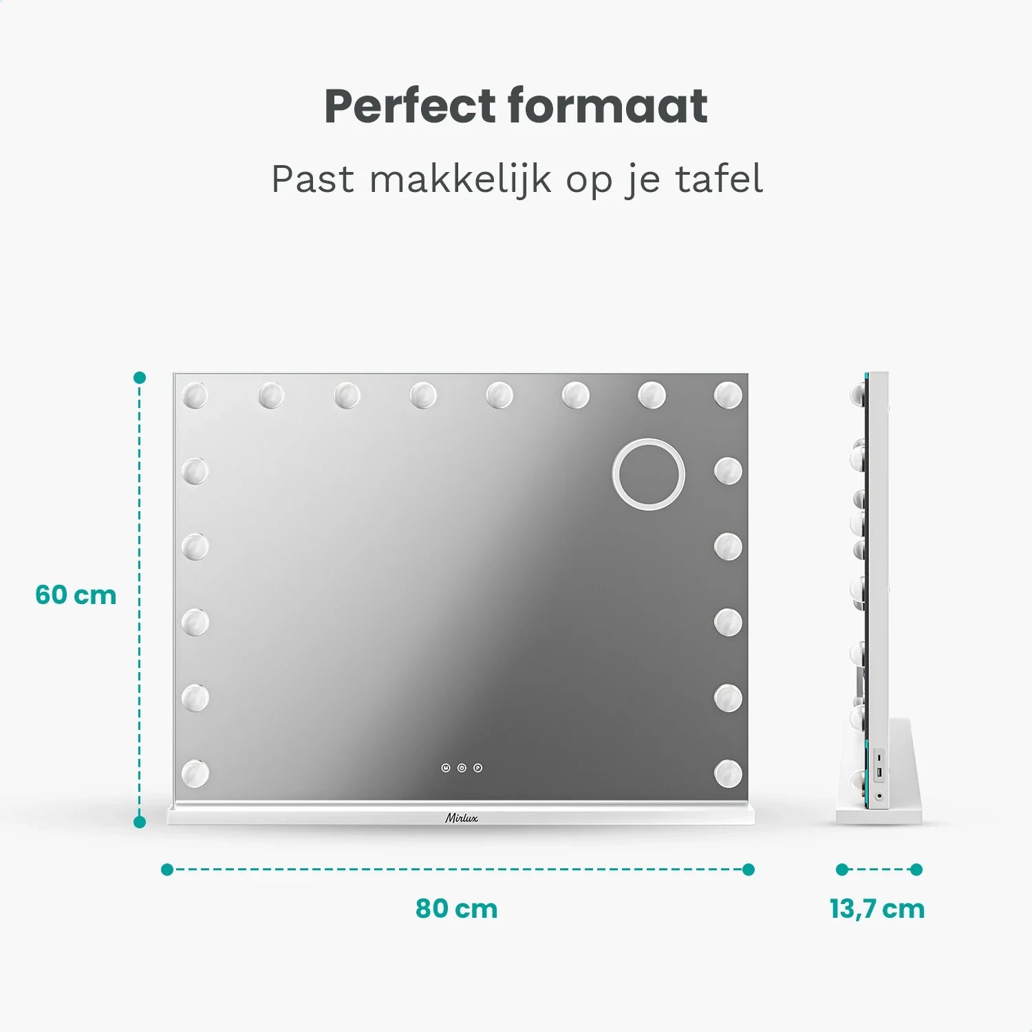 Hollywood Spiegel - Bluetooth Speakers - 80x60cm - Wit