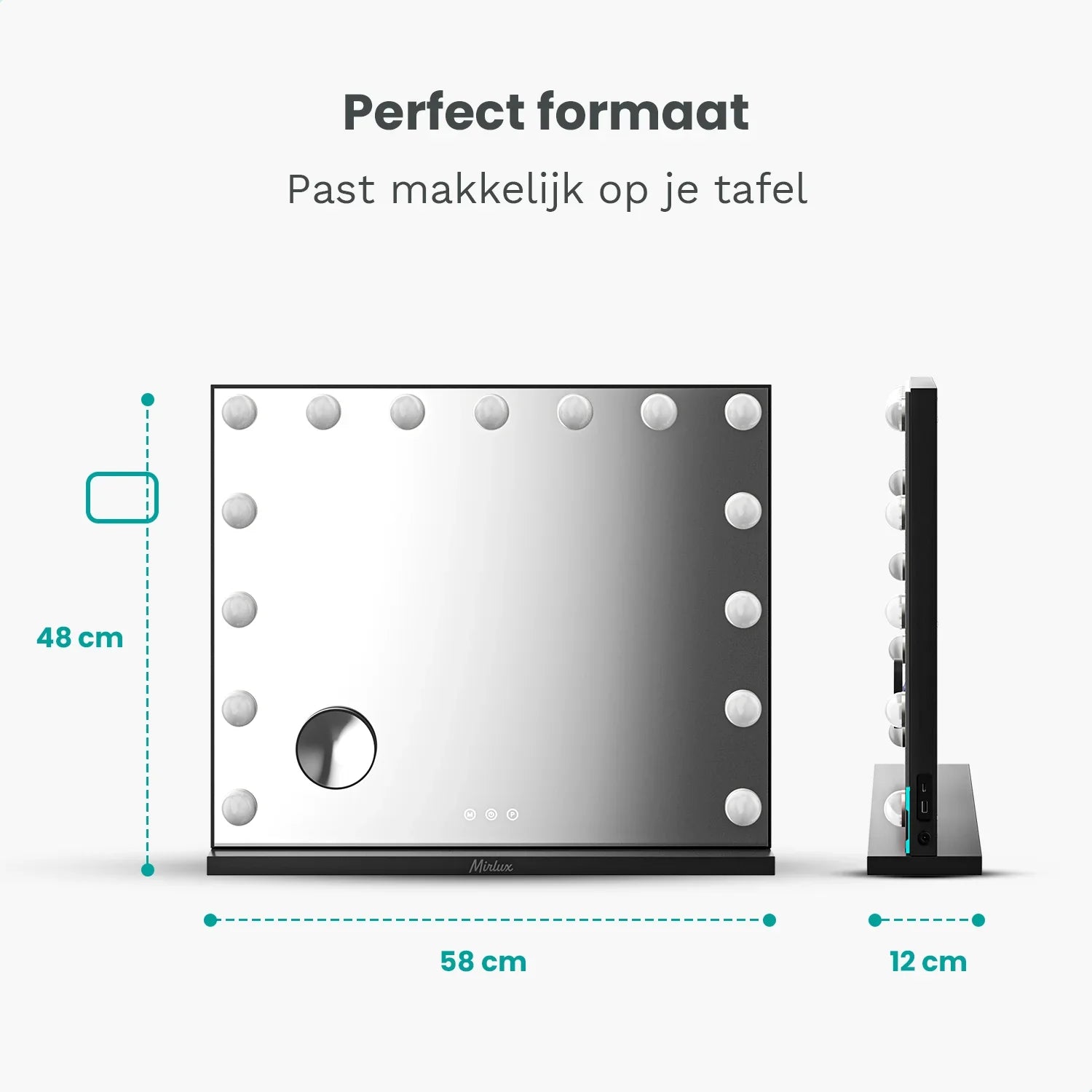 Hollywood Spiegel - Bluetooth Speakers - 58x48cm - Zwart