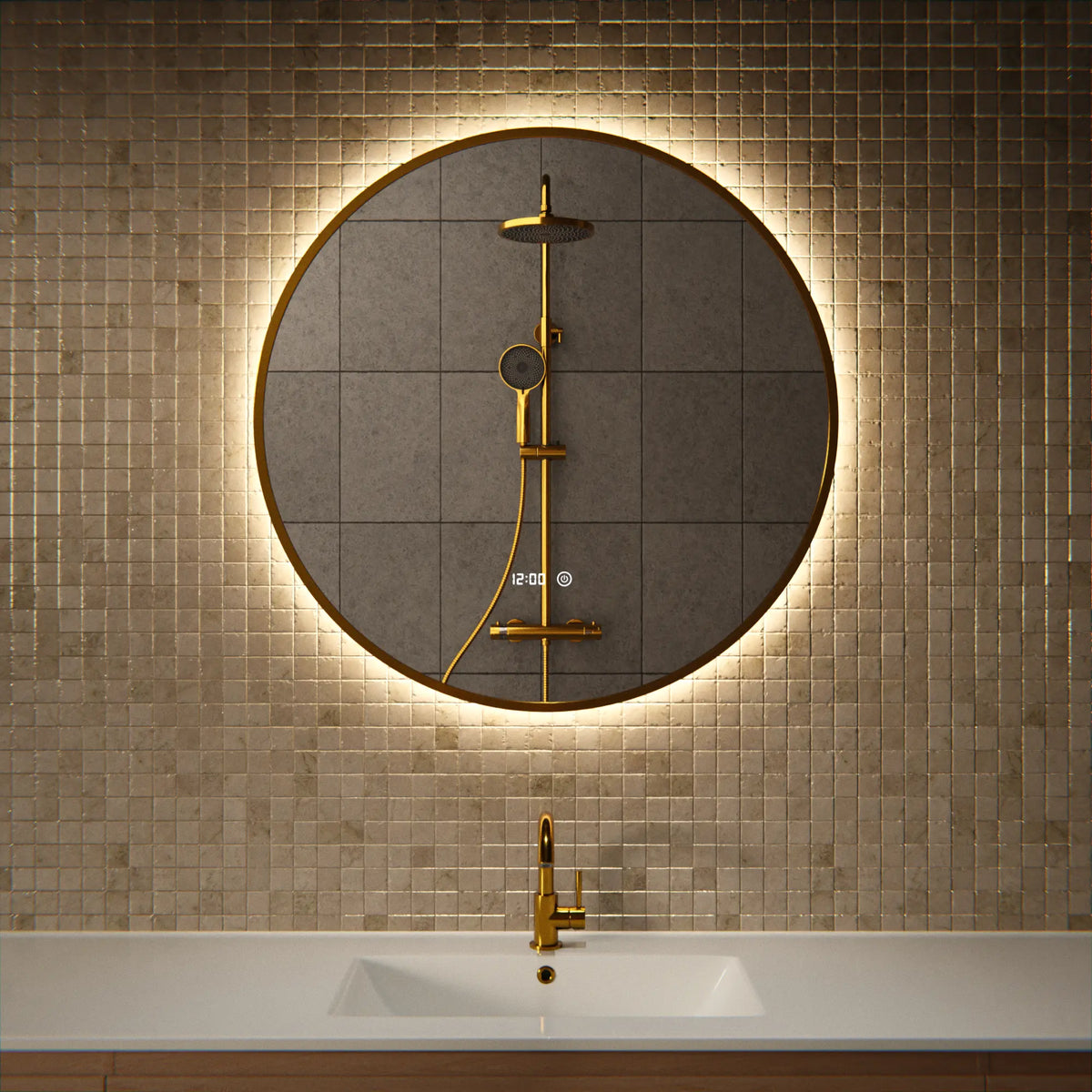 Badrumsspegel - 80 cm - Guld Ram