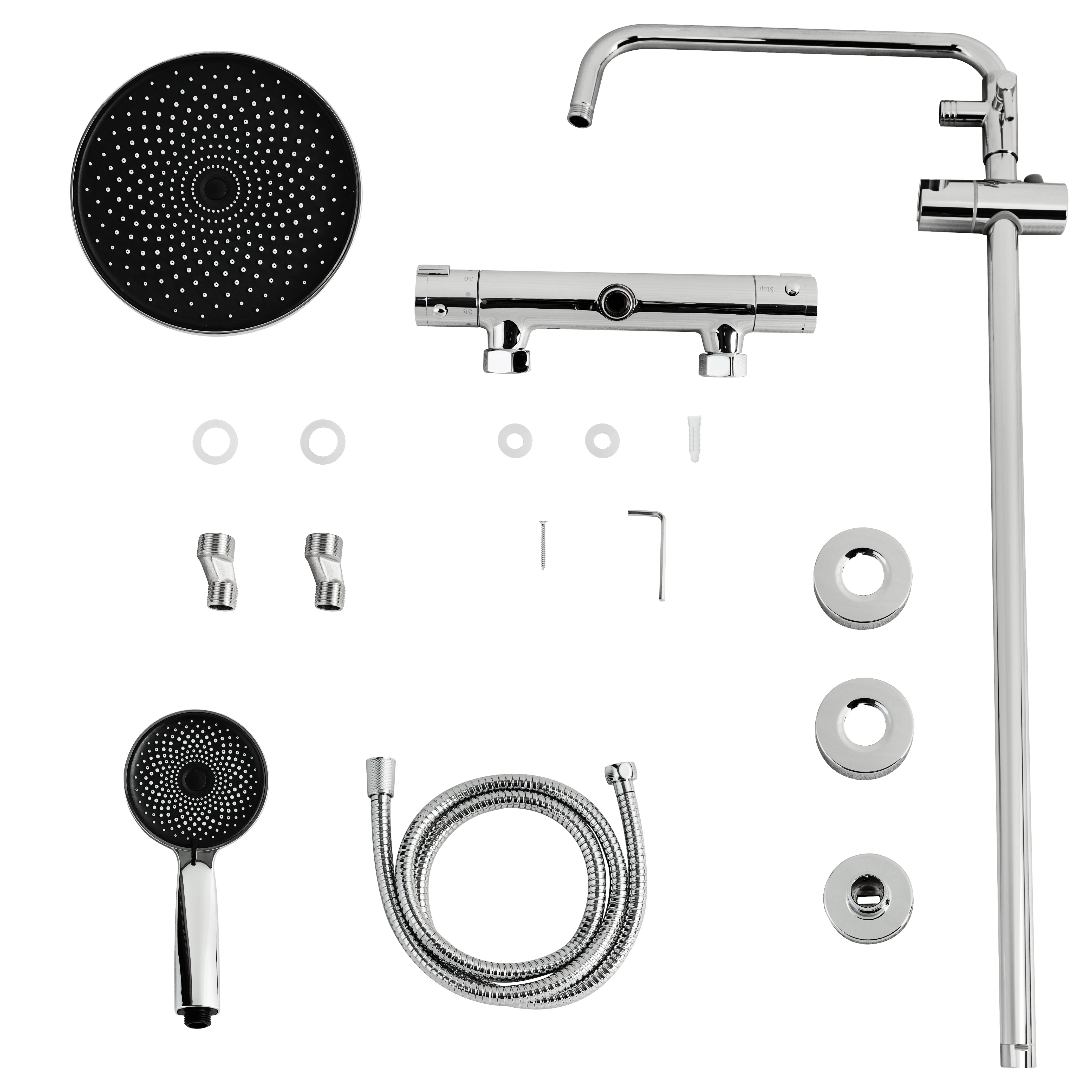 Regndusch Luno - Krom med termostatblandare - 22 cm - Förbeställa