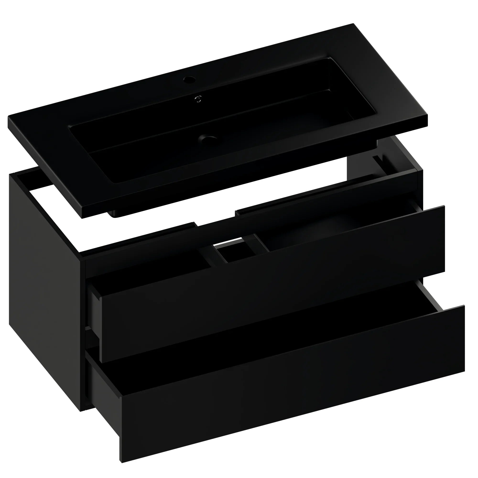 Badkamermeubel Sena - 100cm - Mat Zwart - Wastafel Zwart - Förbeställa