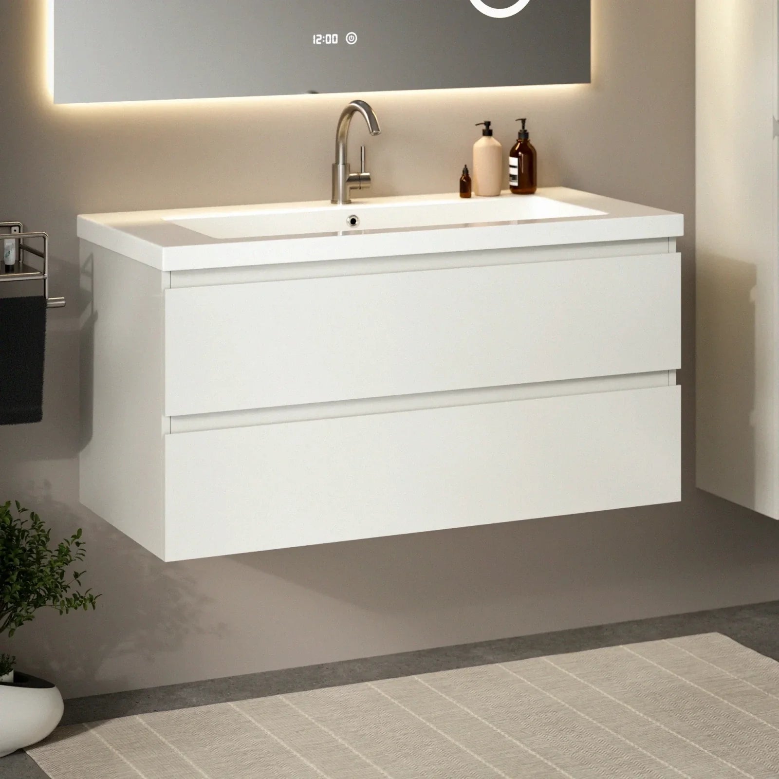 Badkamermeubel Sena - 100cm - Wit - Wastafel Wit - PRE-ORDER