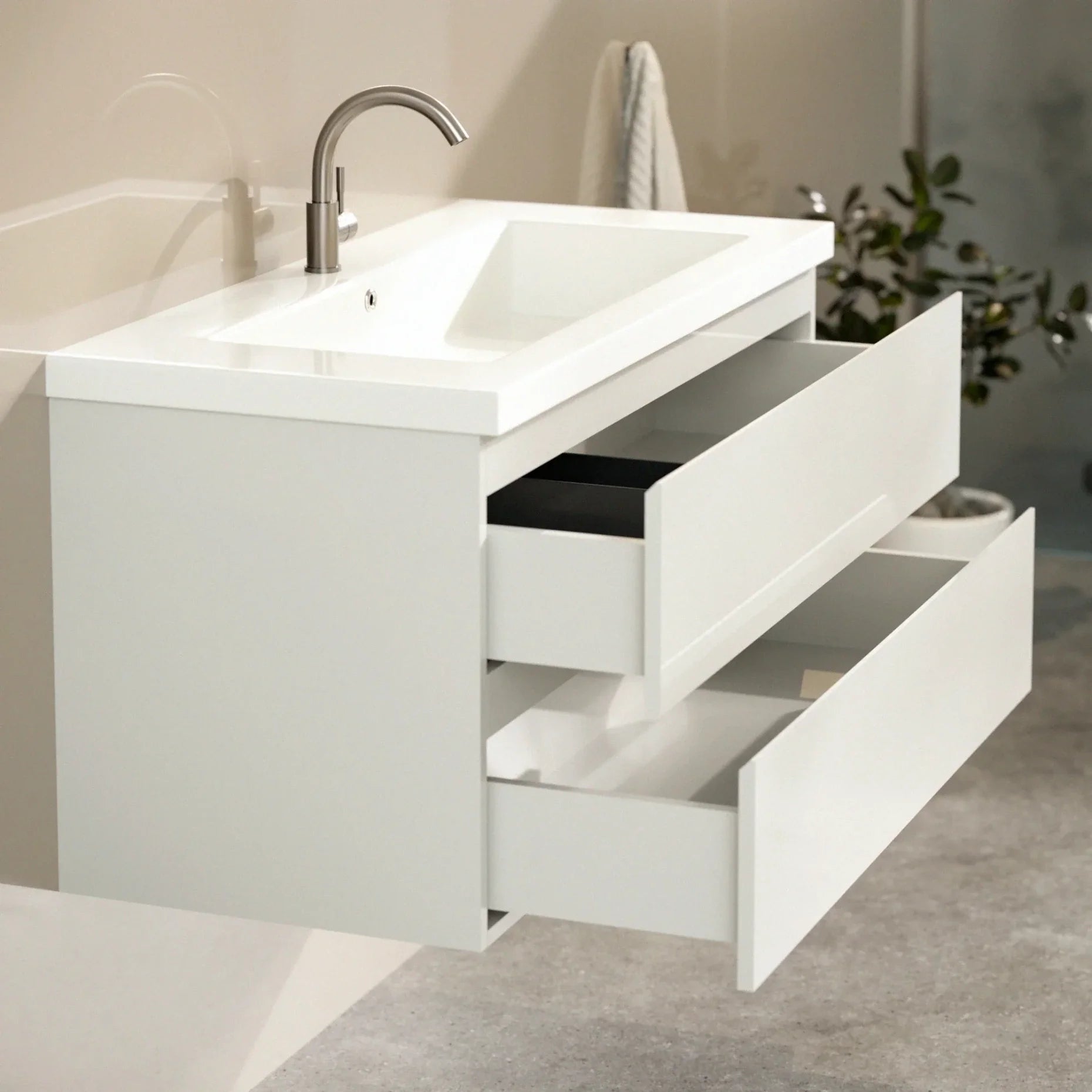 Badkamermeubel Sena - 100cm - Wit - Wastafel Wit - PRE-ORDER