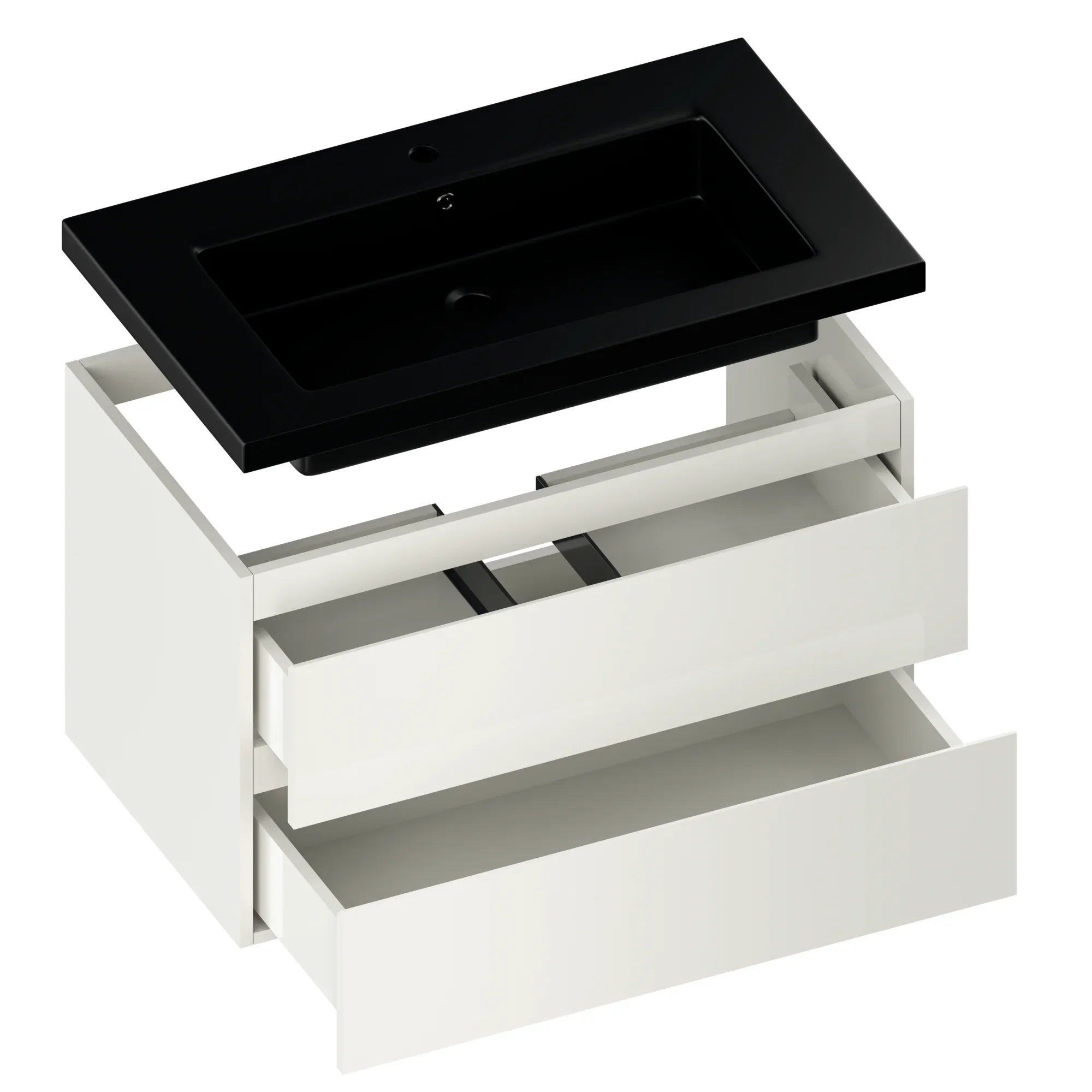 Badkamermeubel Sova - 80cm - Wit - Wastafel Zwart