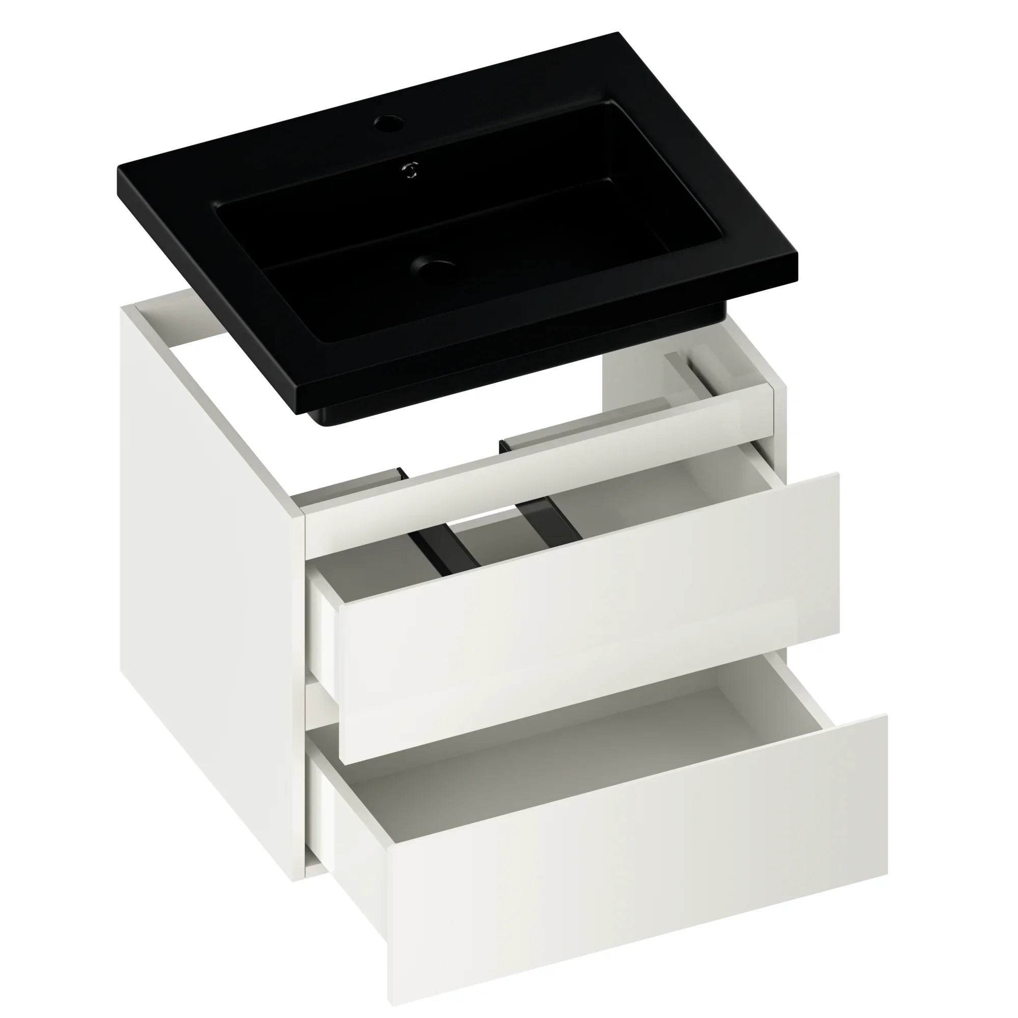 Badkamermeubel Karo - 60cm - Wit - Wastafel Zwart - Förbeställa