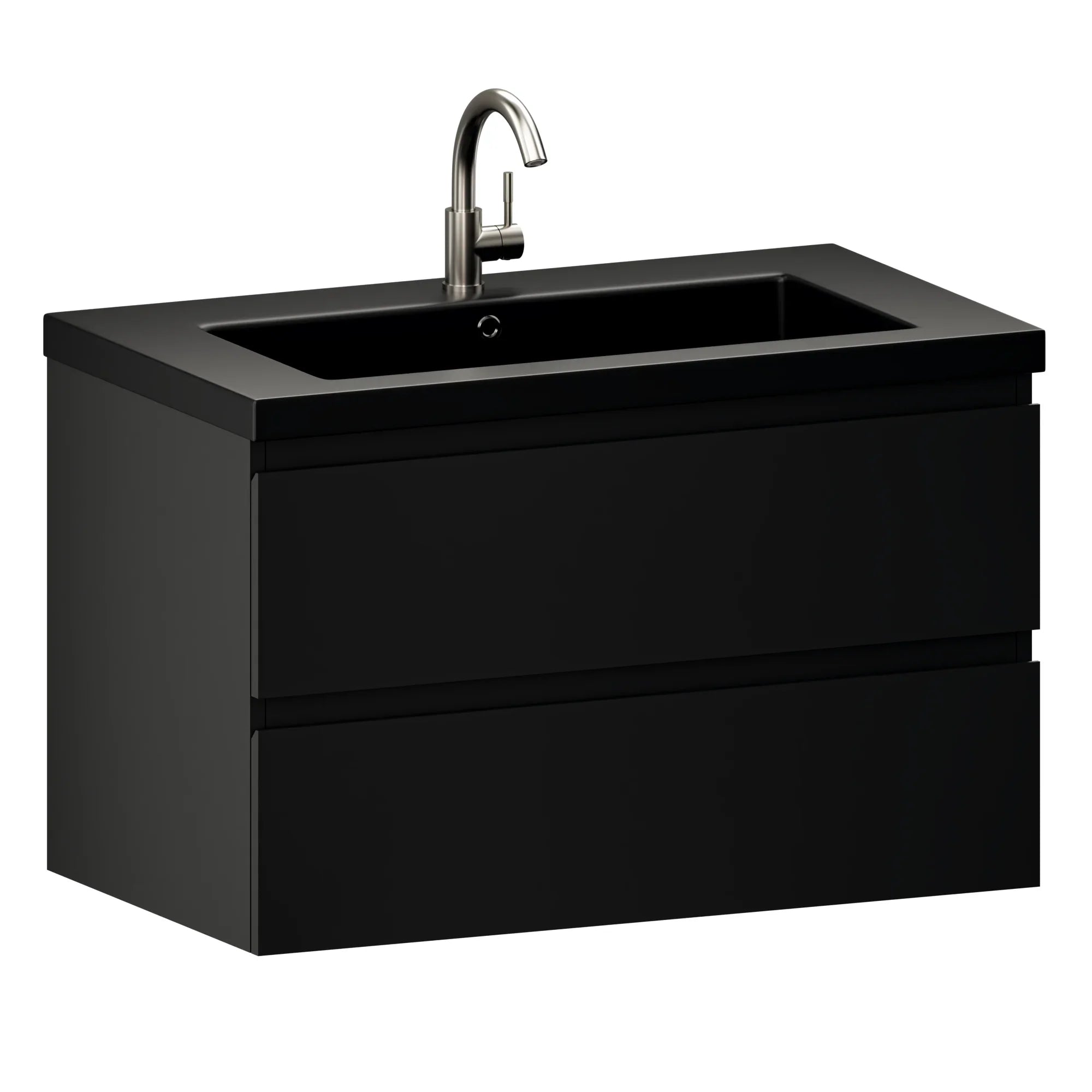 Badrumsmöbel Sova - 80 cm - Matt Svart - Svart Tvättställ - FÖRBESTÄLL - Förbeställa
