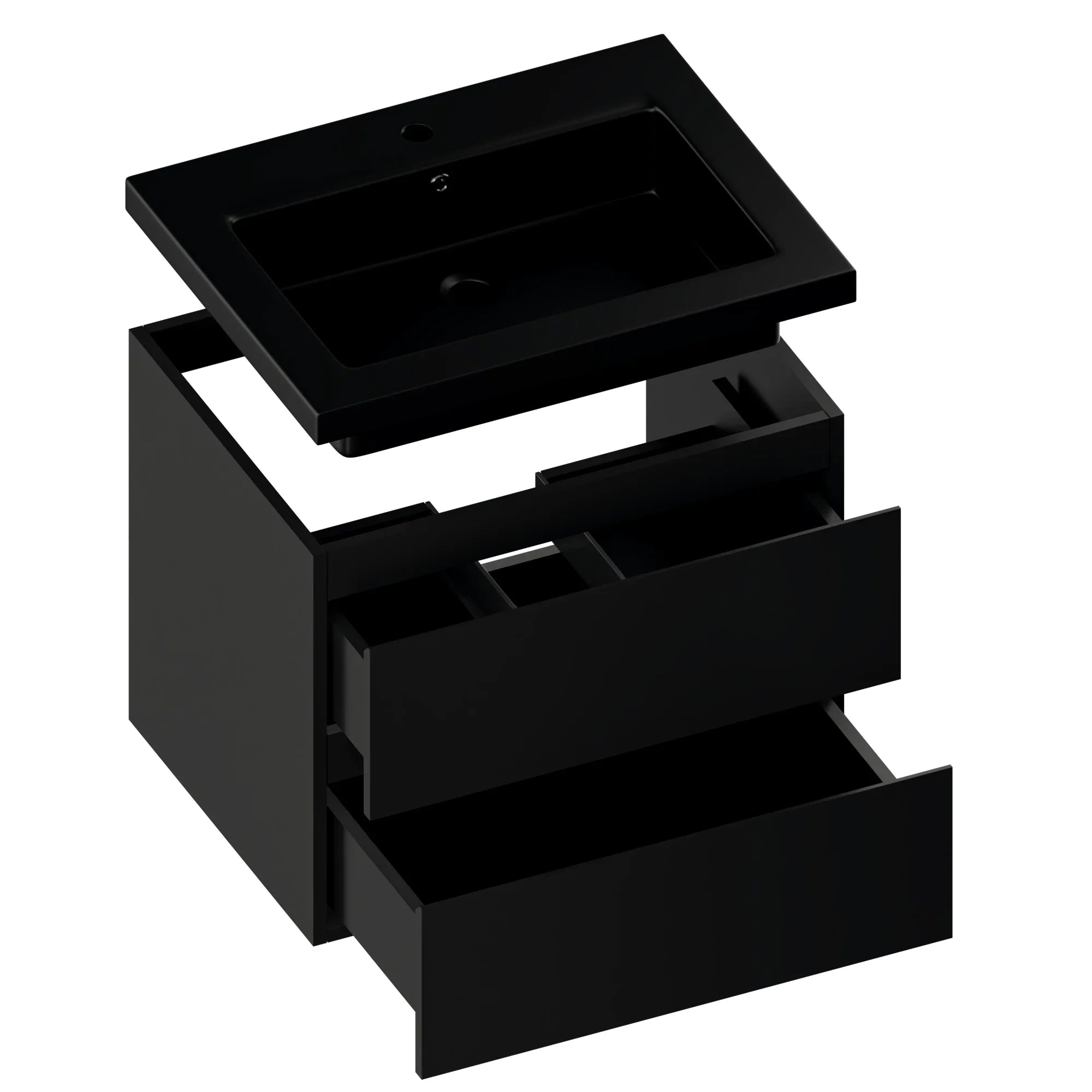 Badkamermeubel Karo - 60cm - Mat Zwart - Wastafel Zwart - Förbeställa