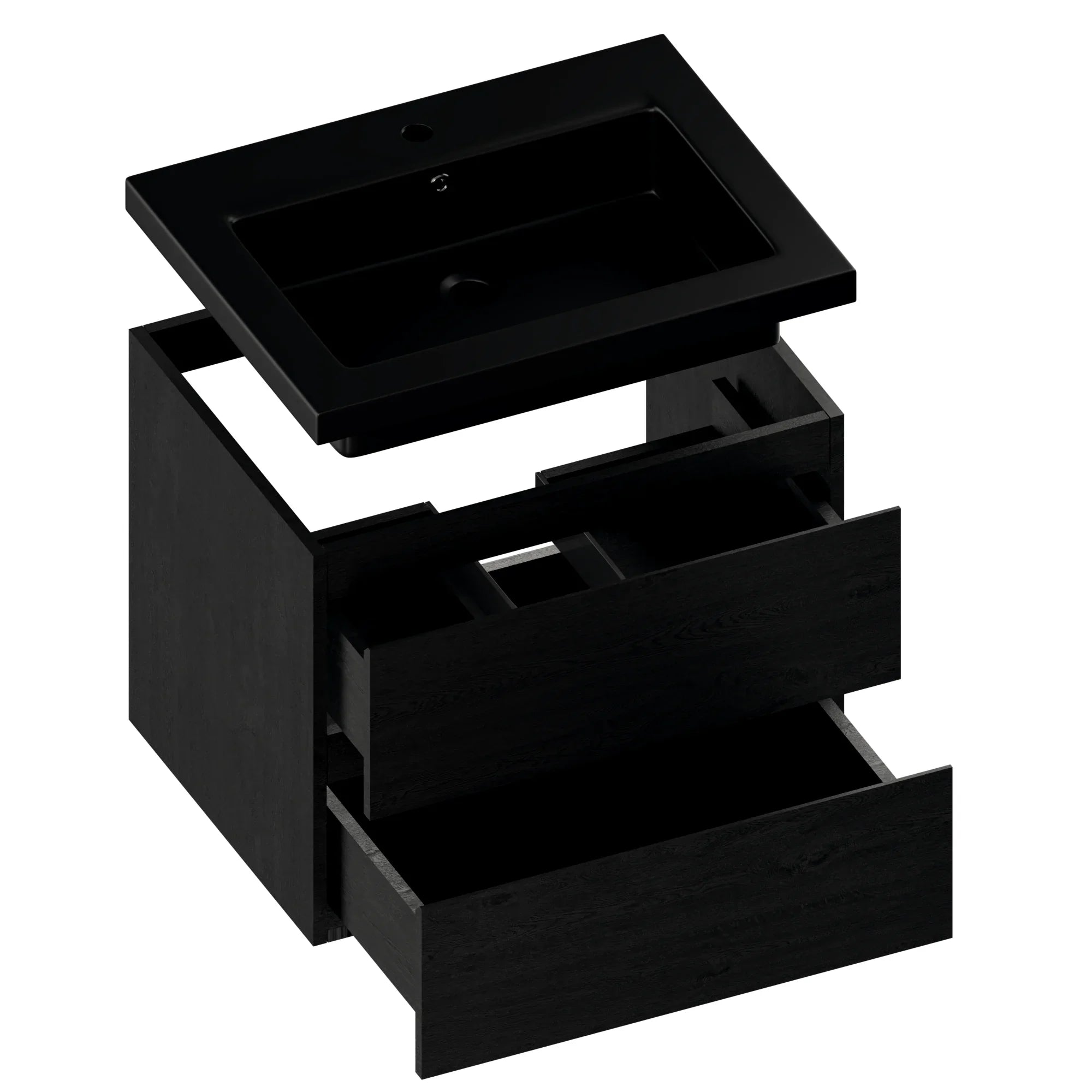 Badkamermeubel Karo - 60cm - Zwart Eiken - Wastafel Zwart - Förbeställa