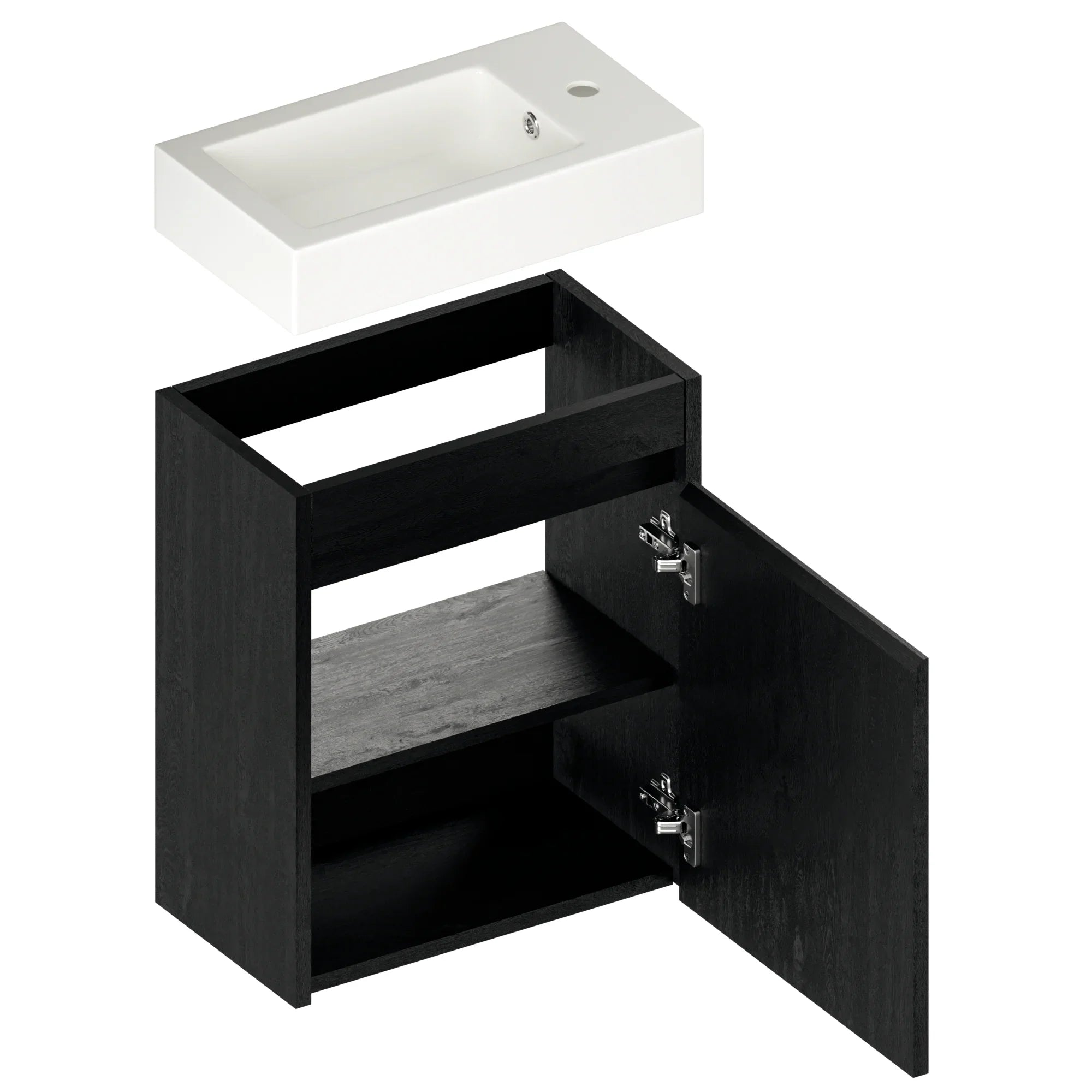 Toalettmöbel Vivo - 40cm - Svart Ek - Vitt Tvättställ