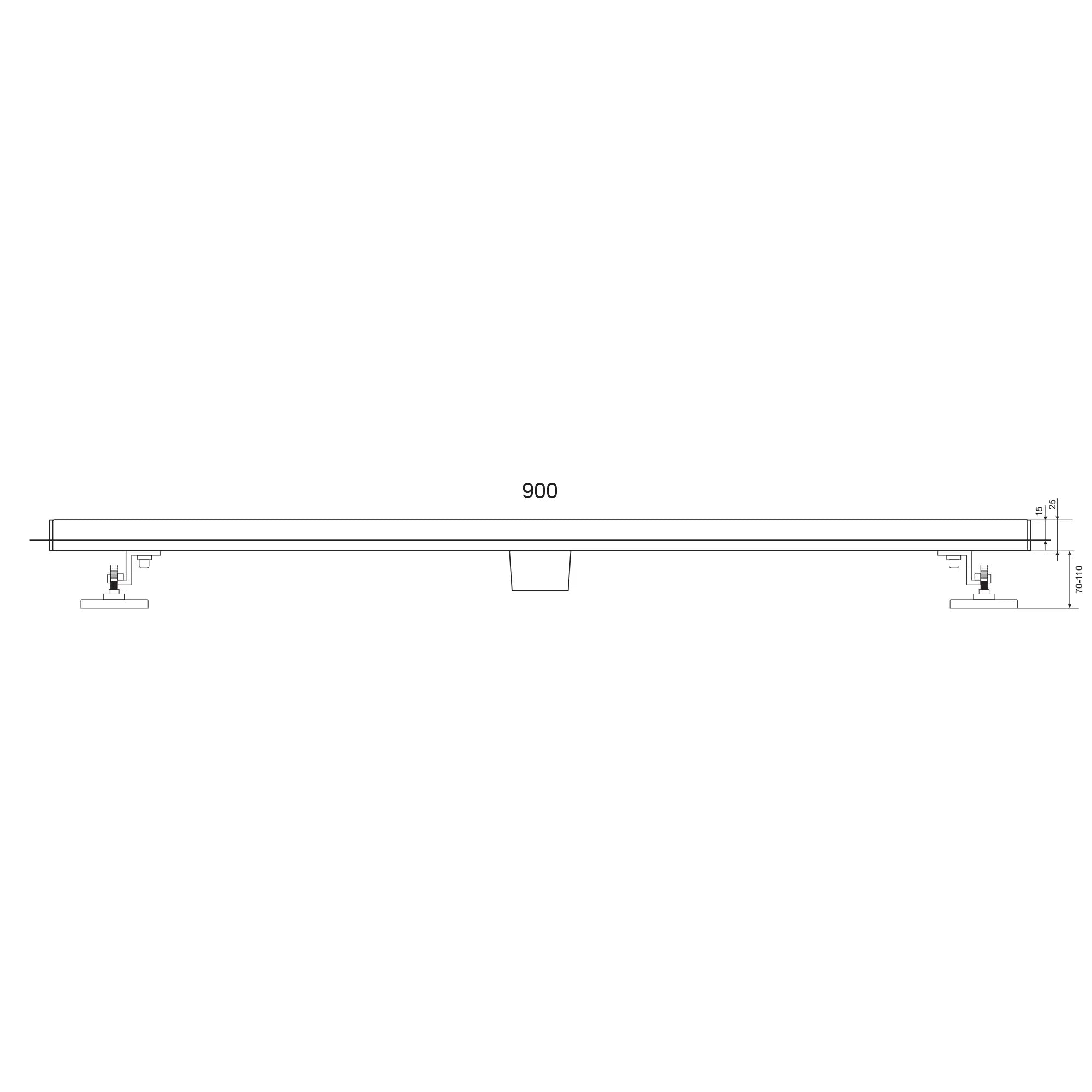 Duschavlopp – 90 cm – Standardgaller – Rostfritt stål – Med fläns