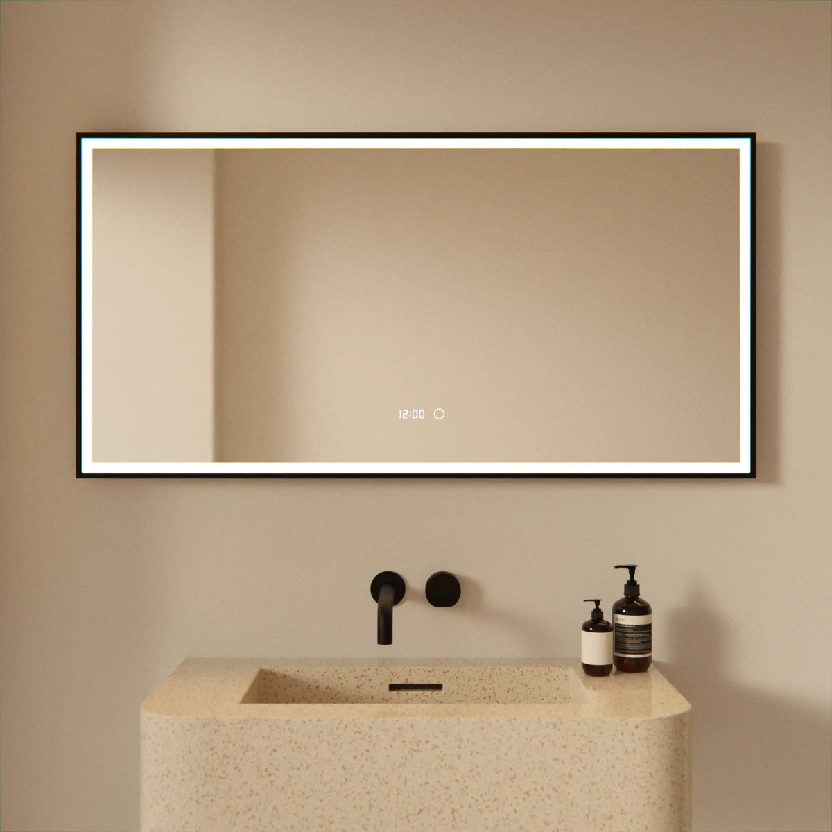 Badrumsspegel - 120x60 - Rektangulär - Svart ram - Förbeställa