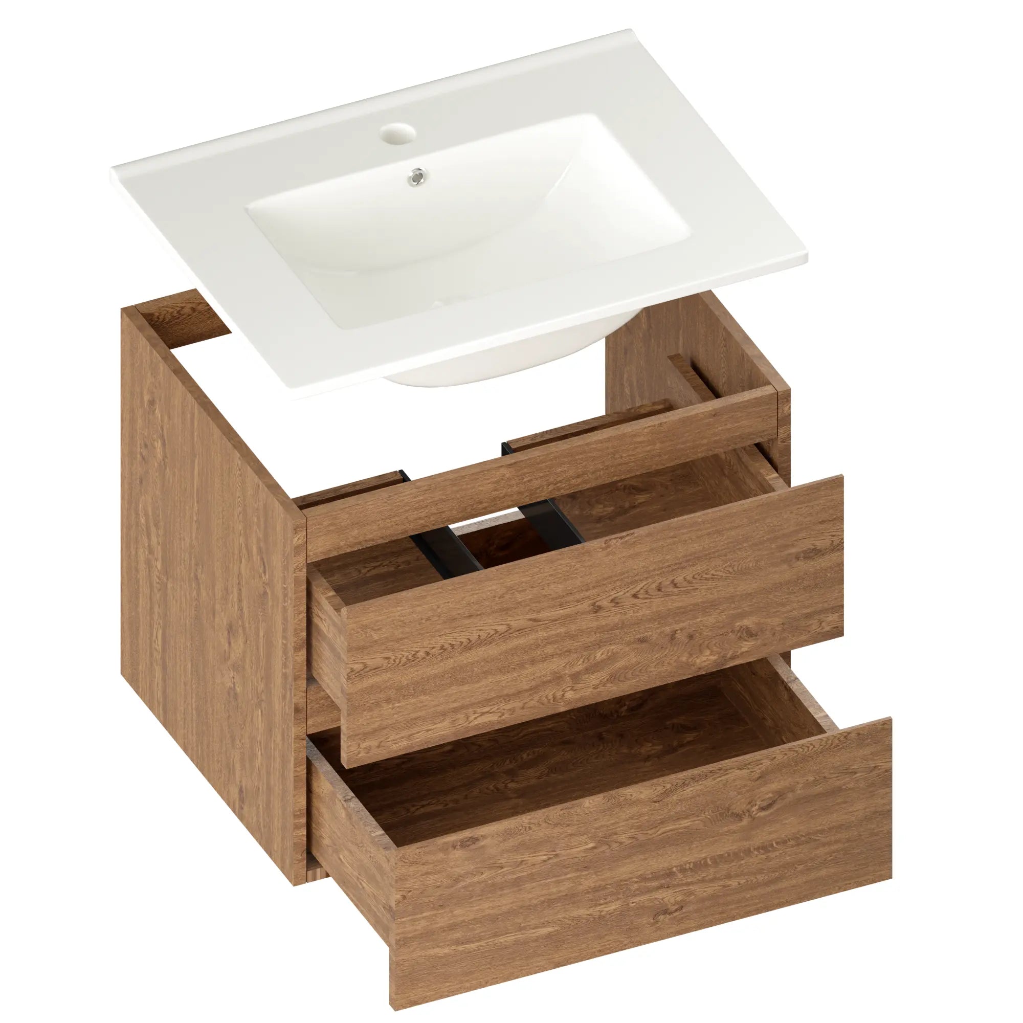 Norvi Badrumsmöbler - 60 cm - Varm Ek - Vitt Handfat