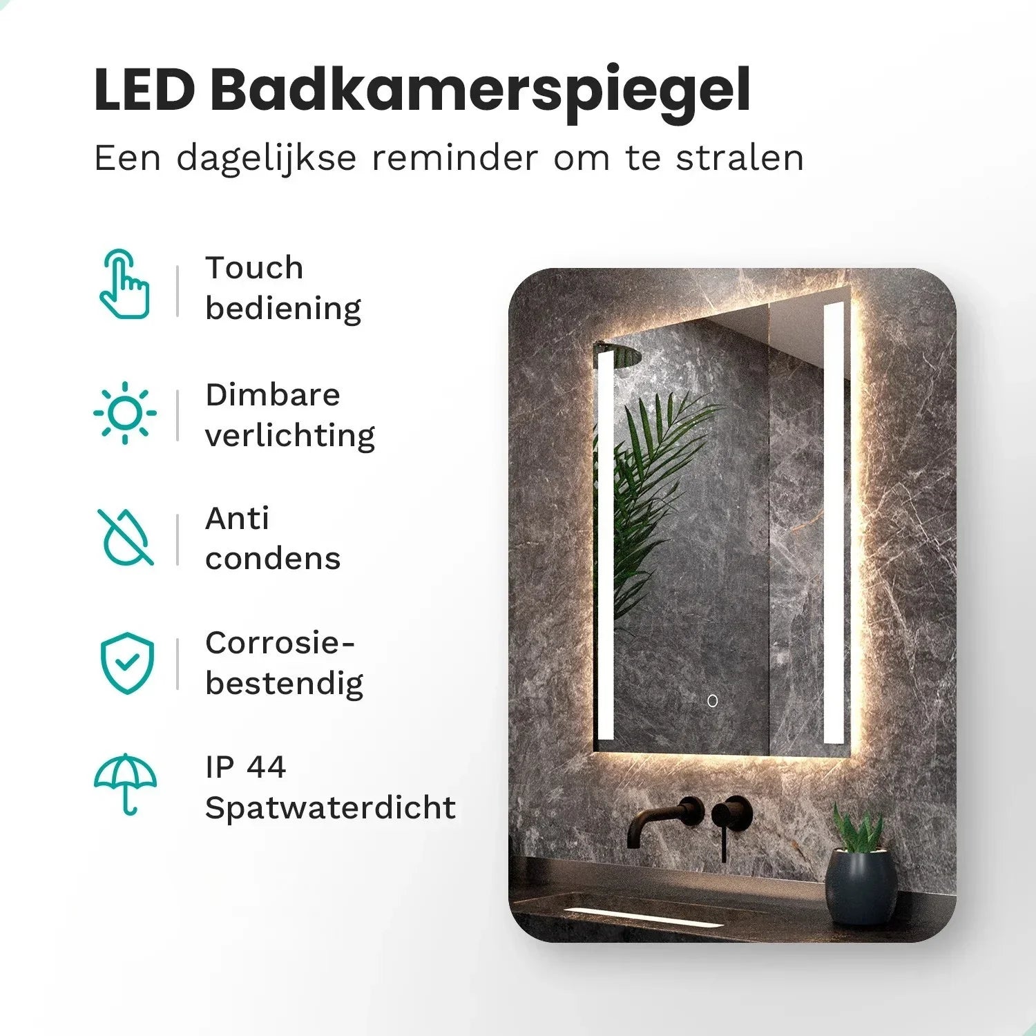 Badrumsspegel - 90x65cm Rektangulär - Ramlös
