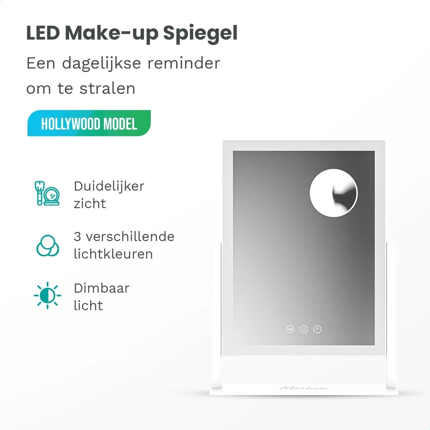 Hollywood Spegel - 44x30cm - Vit - förbeställ - Förbeställa