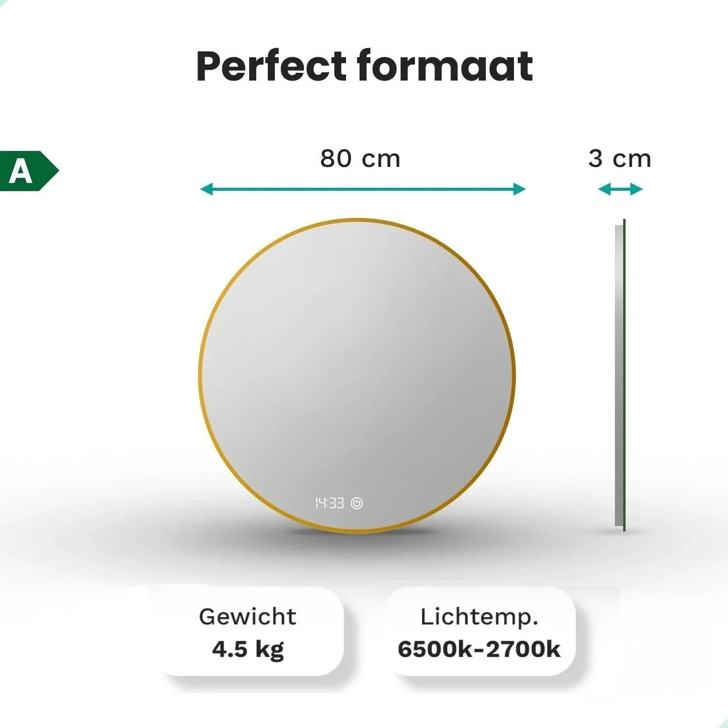 Badrumsspegel - 80 cm - Guld Ram - Förbeställa