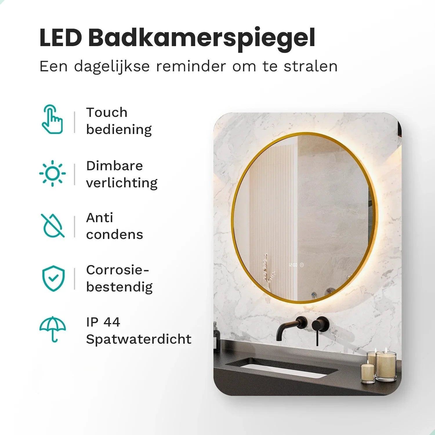 Badrumsspegel - 80 cm - Guld Ram - Förbeställa
